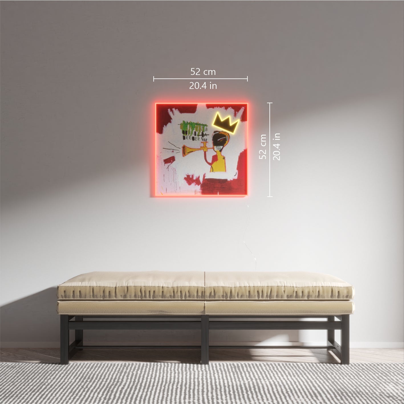 Trumpet Painting YP x Jean Michel Basquiat, signe en neon LED